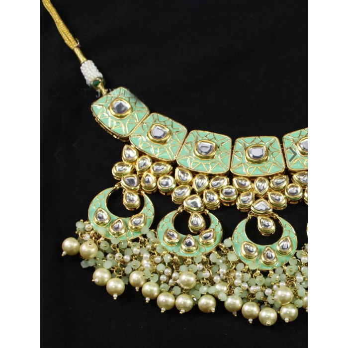 Sabyasachi Inspired Designer Kundan Set, Green Kundan Choker, Kundan Bridal Choker Set, Customizable Kundan Bridal Sets, Royal Kundan Sets | Save 33% - Rajasthan Living 11