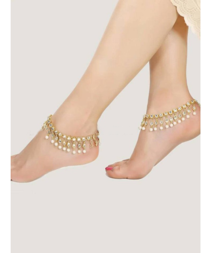 Best Seller Indian Jewellery Ankle Gold Plated With Back Side Meena, Indian Jewellery, Kundan Ankle, Bridal Jewellery | Save 33% - Rajasthan Living