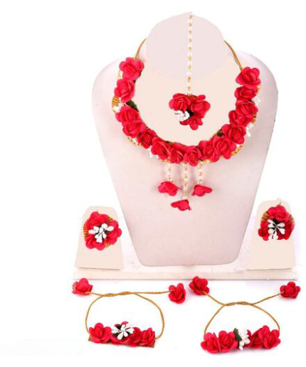 flower jewellery for wedding function, haldi function, artificial jewellery