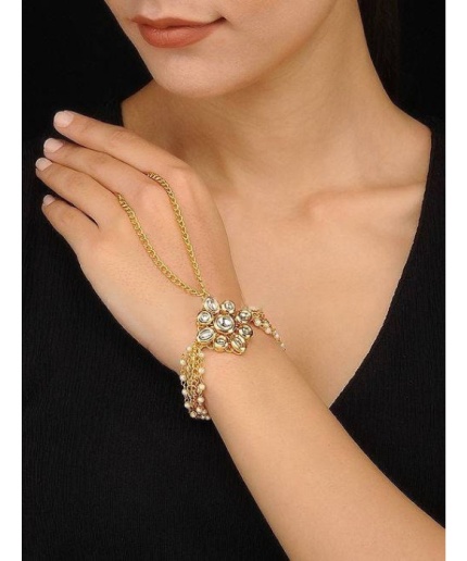 Kundan Bracelet/ Polki Haath Phool /Hath Panja/ Adjustable Bracelet/ Finger Bracelet /Indian Bridal Jewellery/ Hand Harness /Dulhan Barclet | Save 33% - Rajasthan Living