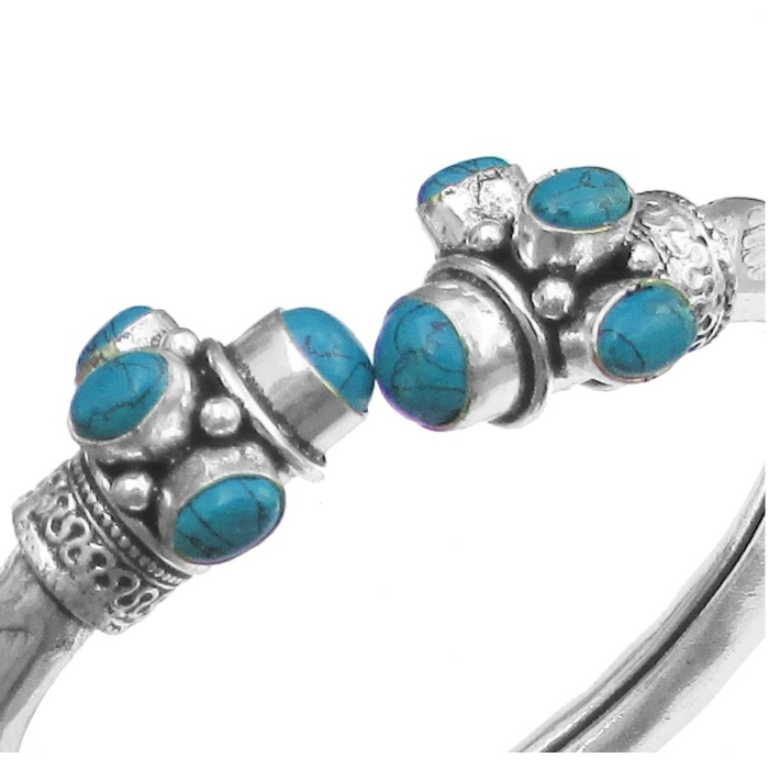 Turquoise Bracelet 925 Sterling Silver Plated Cuff Bangle Bracelet Bc-04-045 | Save 33% - Rajasthan Living 5