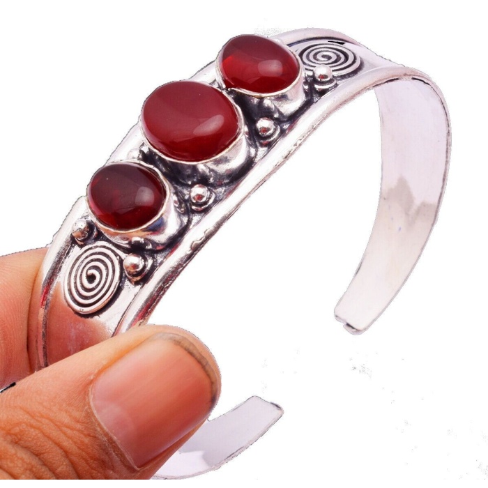 Garnet Bracelet 925 Sterling Silver Plated Cuff Bangle Bracelet BB-04-047 | Save 33% - Rajasthan Living 6