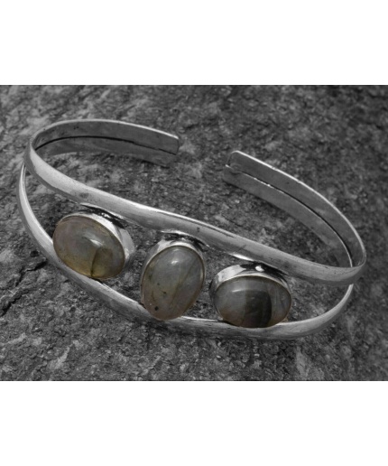 Labradorite Bracelet 925 Sterling Silver Plated Cuff Bangle Bracelet BB-04-043 | Save 33% - Rajasthan Living