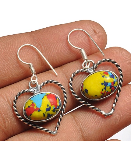 Yellow Mosaic Jasper Earring 925 Sterling Silver Plated Earring Jewelry E-8109 | Save 33% - Rajasthan Living