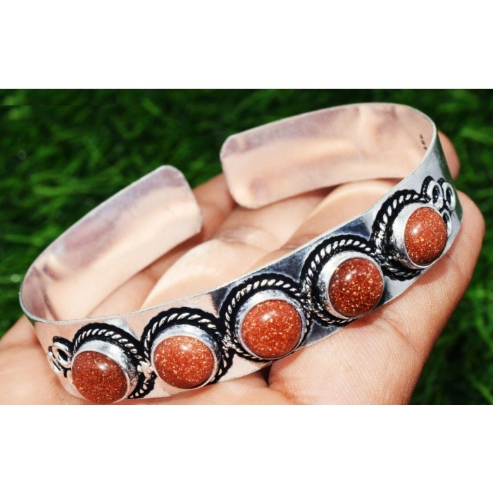 Sunstone Bracelet 925 Sterling Silver Plated Cuff Bangle Bracelet Bc-04-044 | Save 33% - Rajasthan Living 5