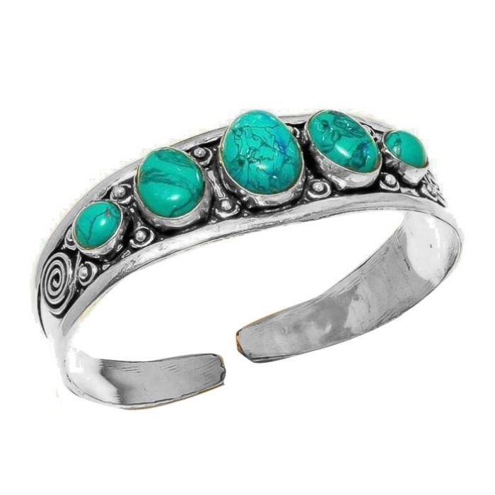 Turquoise Bracelet 925 Sterling Silver Plated Cuff Bangle Bracelet Bc-04-044 | Save 33% - Rajasthan Living 5