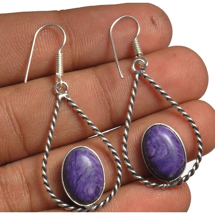 Charorite Earring 925 Sterling Silver Plated Earring Jewelry E-8196 | Save 33% - Rajasthan Living 5