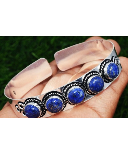 Lapis Lazuli Bracelet 925 Sterling Silver Plated Cuff Bangle Bracelet Bc-04-049 | Save 33% - Rajasthan Living
