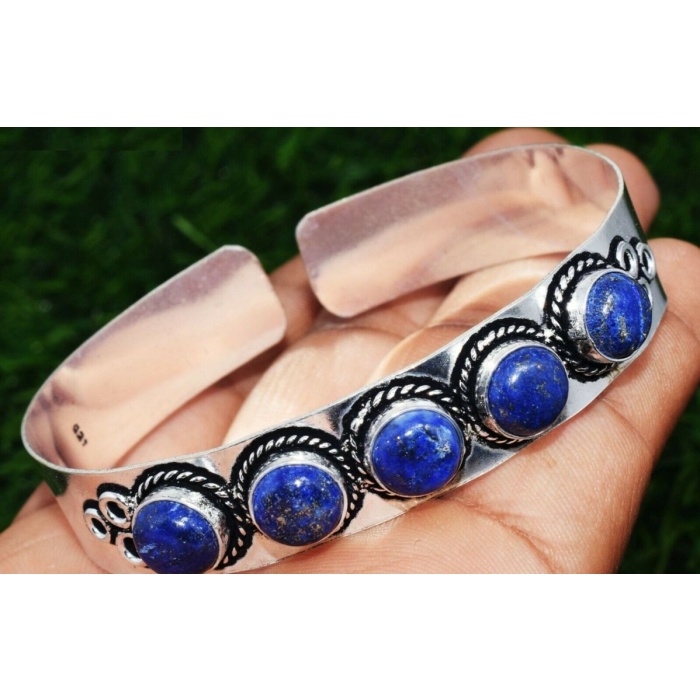 Lapis Lazuli Bracelet 925 Sterling Silver Plated Cuff Bangle Bracelet Bc-04-049 | Save 33% - Rajasthan Living 5