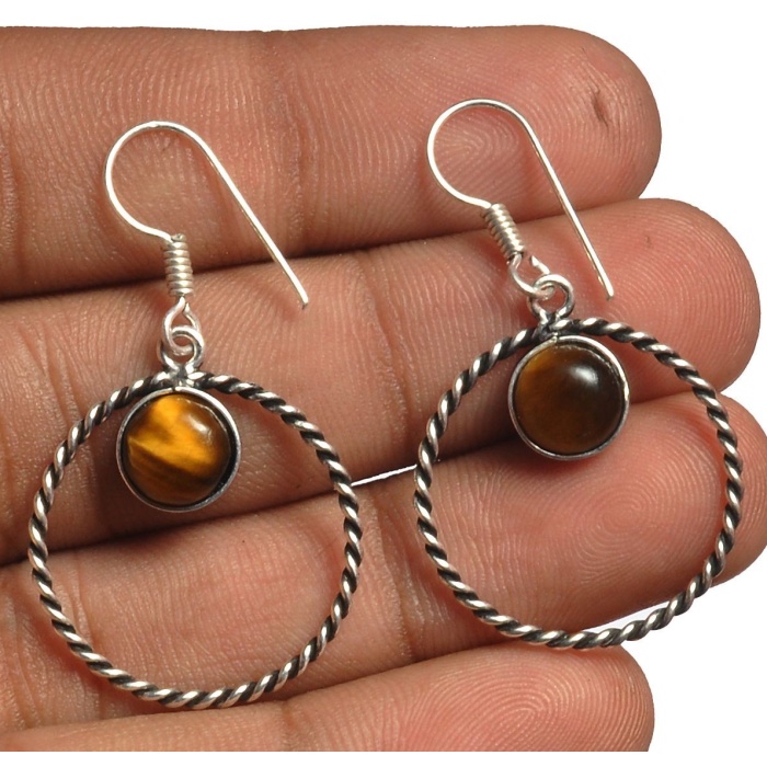 Tiger Eye Earring 925 Sterling Silver Plated Earring Jewelry E-8293 | Save 33% - Rajasthan Living 5