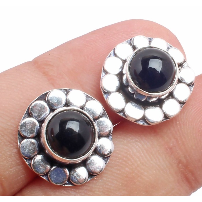 Black Onyx stud Earring 925 Sterling Silver Plated Earring Jewelry E-09-123 | Save 33% - Rajasthan Living 5