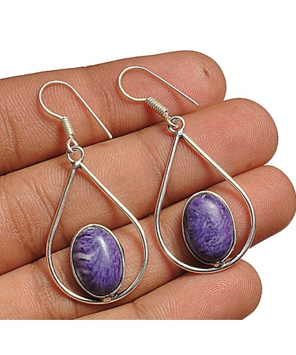 Charorite Earring 925 Sterling Silver Plated Earring Jewelry E-8110 | Save 33% - Rajasthan Living