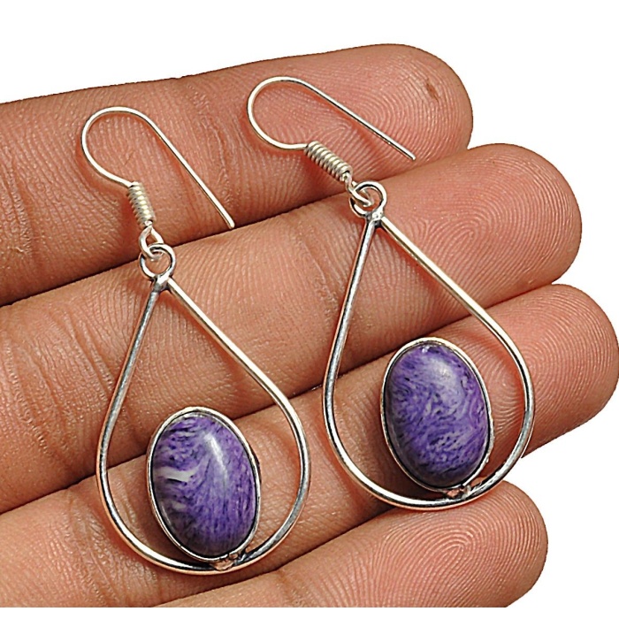 Charorite Earring 925 Sterling Silver Plated Earring Jewelry E-8110 | Save 33% - Rajasthan Living 5