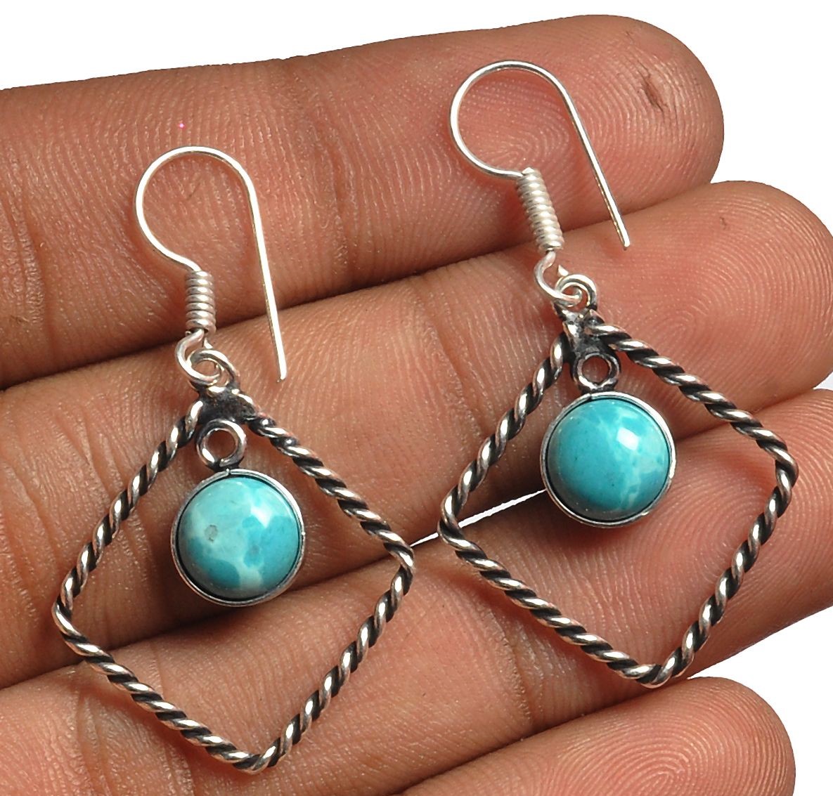 Larimar Earring 925 Sterling Silver Plated Earring Jewelry E-8231 | Save 33% - Rajasthan Living
