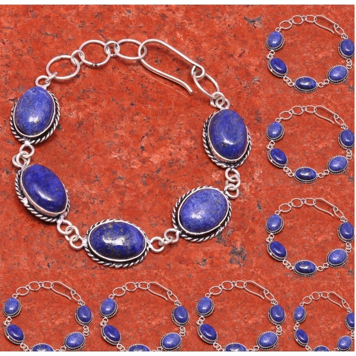 1pcs Lapis Lazuli Bracelet 925 Sterling Silver Plated Bracelet BA-10-107 | Save 33% - Rajasthan Living 5