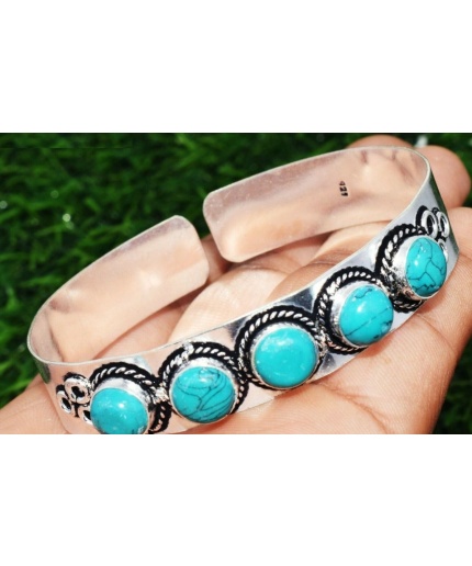 Turquoise Bracelet 925 Sterling Silver Plated Cuff Bangle Bracelet Bc-04-046 | Save 33% - Rajasthan Living
