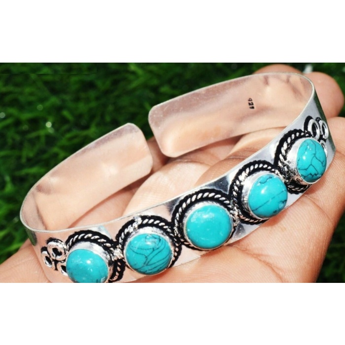 Turquoise Bracelet 925 Sterling Silver Plated Cuff Bangle Bracelet Bc-04-046 | Save 33% - Rajasthan Living 5