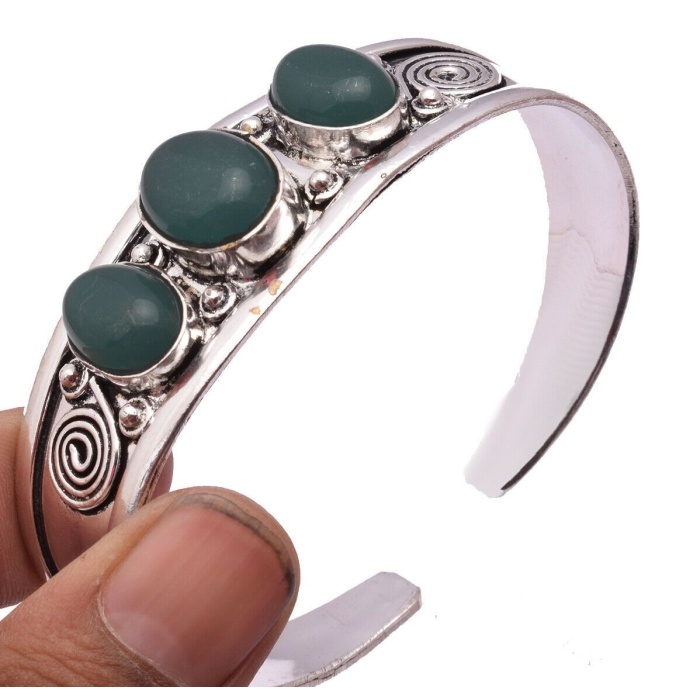 Green Onyx Bracelet 925 Sterling Silver Plated Cuff Bangle Bracelet Bc-04-041 | Save 33% - Rajasthan Living 5