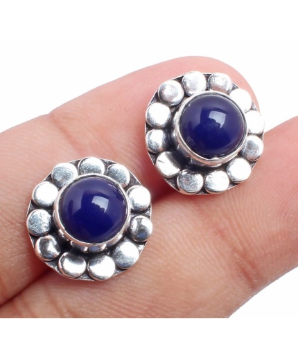 Chalcedony stud Earring 925 Sterling Silver Plated Earring Jewelry E-09-125 | Save 33% - Rajasthan Living