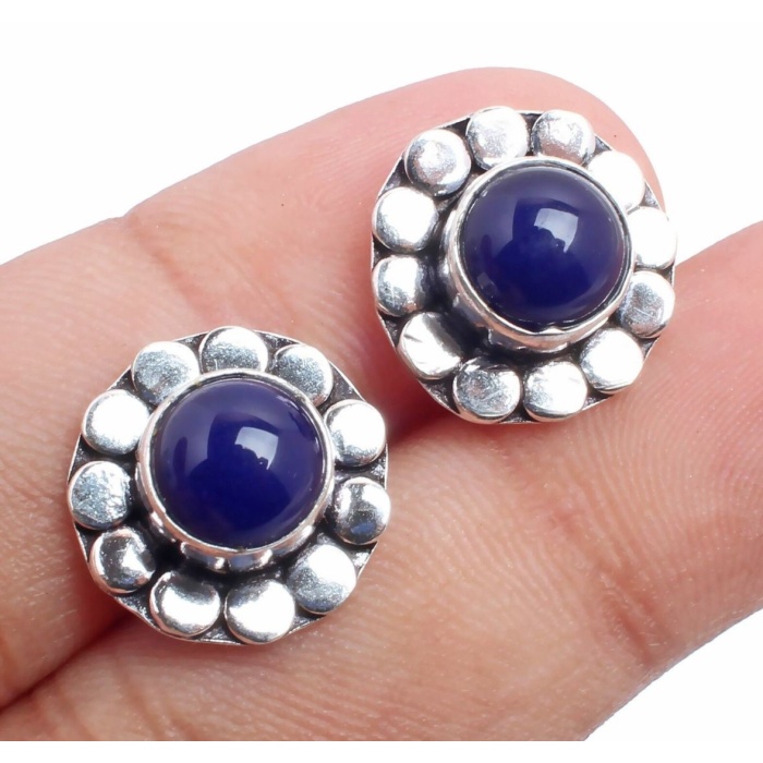 Chalcedony stud Earring 925 Sterling Silver Plated Earring Jewelry E-09-125 | Save 33% - Rajasthan Living 5