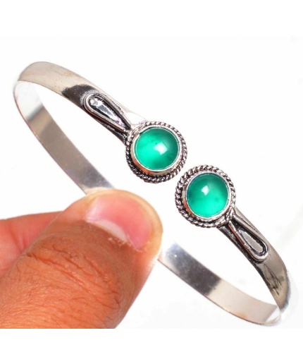 Green Onyx Bracelet 925 Sterling Silver Plated Cuff Bangle Bracelet BB-04-049 | Save 33% - Rajasthan Living