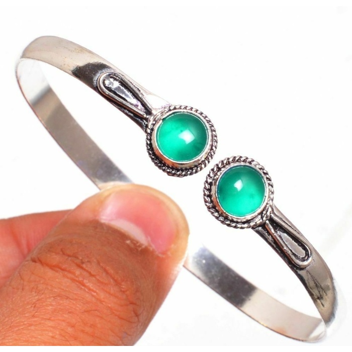 Green Onyx Bracelet 925 Sterling Silver Plated Cuff Bangle Bracelet BB-04-049 | Save 33% - Rajasthan Living 6