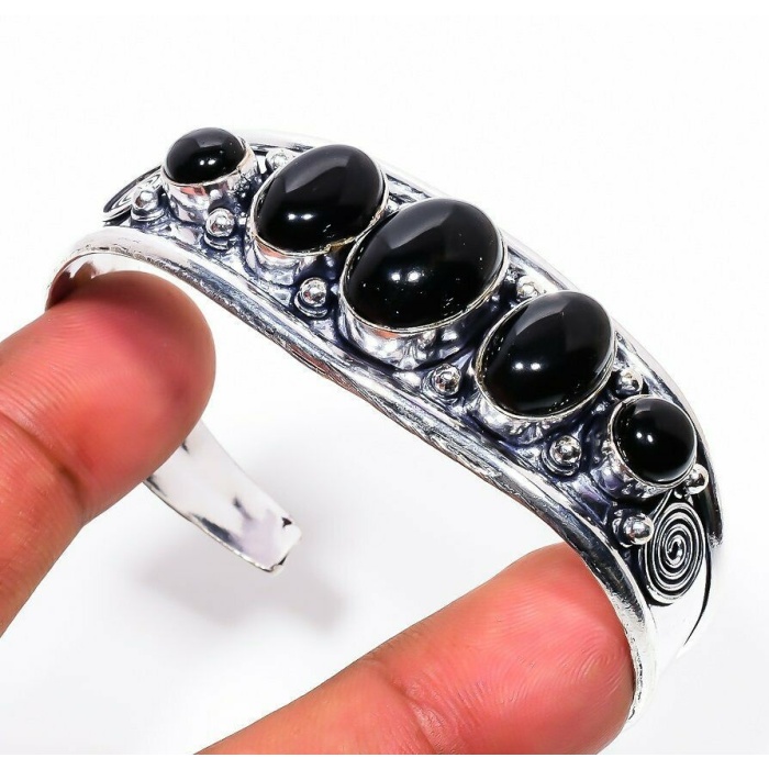 Black Onyx Bracelet 925 Sterling Silver Plated Cuff Bangle Bracelet Bc-04-042 | Save 33% - Rajasthan Living 5