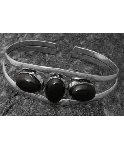 Black Onyx Bracelet 925 Sterling Silver Plated Cuff Bangle Bracelet BB-04-049 | Save 33% - Rajasthan Living