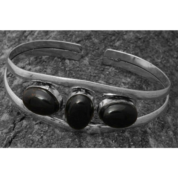 Black Onyx Bracelet 925 Sterling Silver Plated Cuff Bangle Bracelet BB-04-049 | Save 33% - Rajasthan Living 5