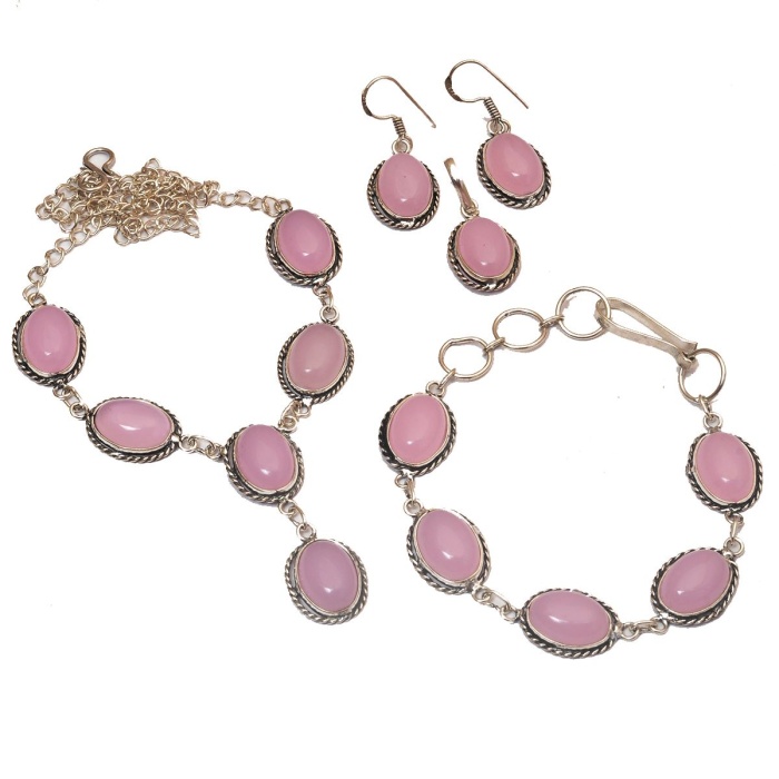 Rose Quartz 925 Silver Plated Necklace Bracelet Pendant Earring Sets A-407 | Save 33% - Rajasthan Living 5