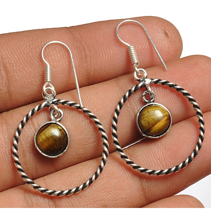 Tiger Eye Earring 925 Sterling Silver Plated Earring Jewelry E-8106 | Save 33% - Rajasthan Living 5