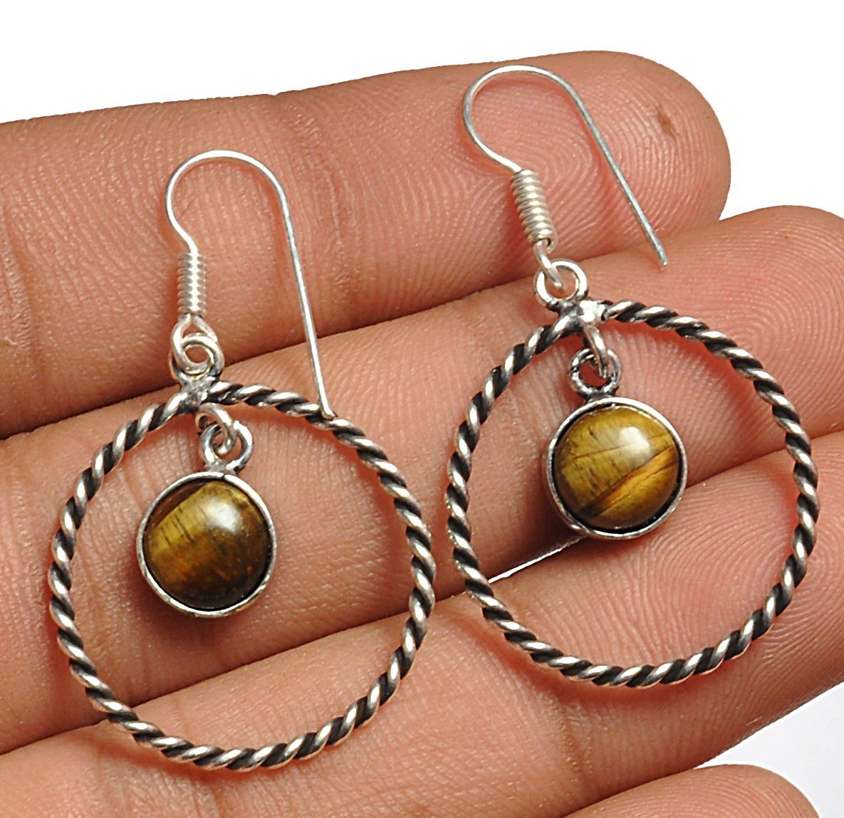 Tiger Eye Earring 925 Sterling Silver Plated Earring Jewelry E-8106 | Save 33% - Rajasthan Living