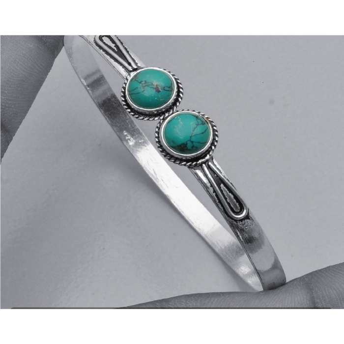 Turquoise Bracelet 925 Sterling Silver Plated Cuff Bangle Bracelet BB-04-044 | Save 33% - Rajasthan Living 5