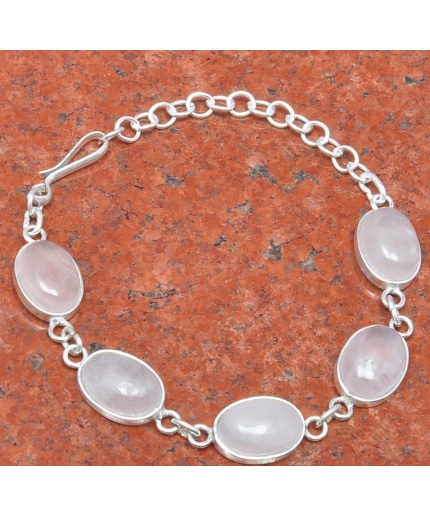 1pcs Rose Quartz Bracelet 925 Sterling Silver Plated Bracelet BA-10-117 | Save 33% - Rajasthan Living