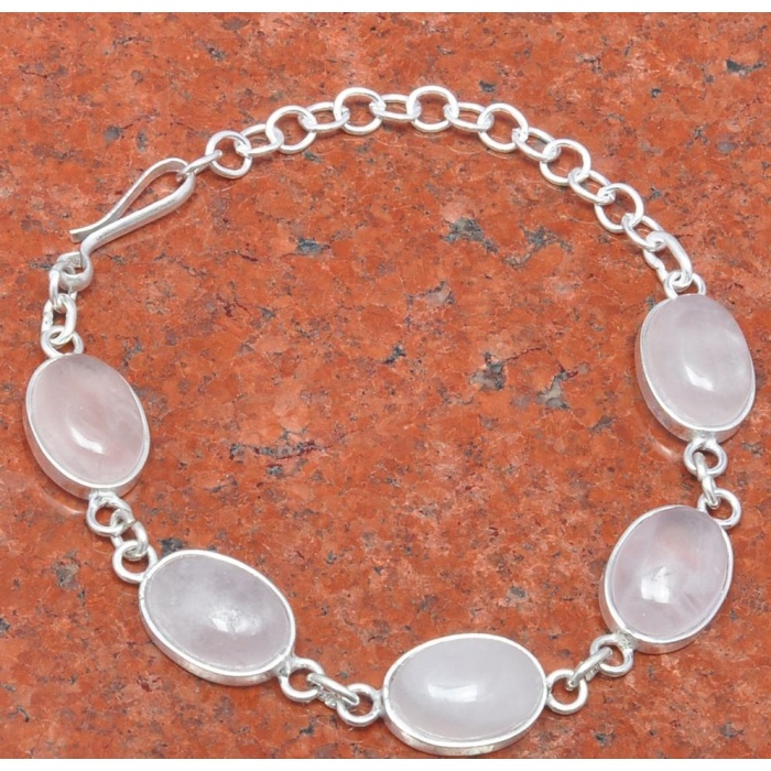 1pcs Rose Quartz Bracelet 925 Sterling Silver Plated Bracelet BA-10-117 | Save 33% - Rajasthan Living 5