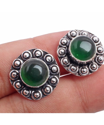 Green Onyx stud Earring 925 Sterling Silver Plated Earring Jewelry E-09-109 | Save 33% - Rajasthan Living