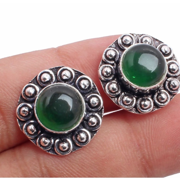 Green Onyx stud Earring 925 Sterling Silver Plated Earring Jewelry E-09-109 | Save 33% - Rajasthan Living 5