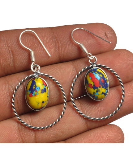 Yellow Mosaic Jasper Earring 925 Sterling Silver Plated Earring Jewelry E-8217 | Save 33% - Rajasthan Living