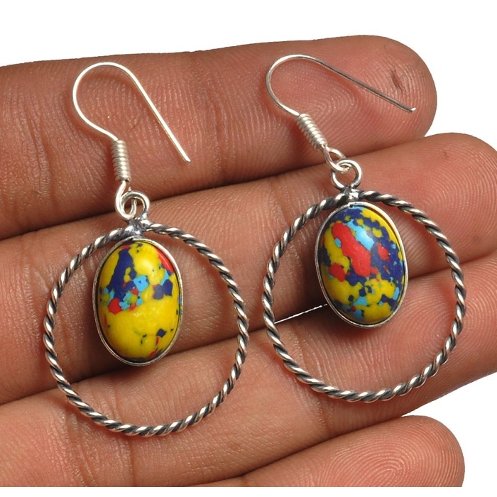 Yellow Mosaic Jasper Earring 925 Sterling Silver Plated Earring Jewelry E-8217 | Save 33% - Rajasthan Living 5