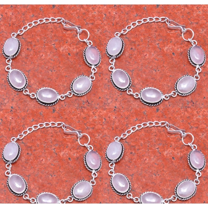 1pcs Rose Quartz Bracelet 925 Sterling Silver Plated Bracelet BA-10-111 | Save 33% - Rajasthan Living 5