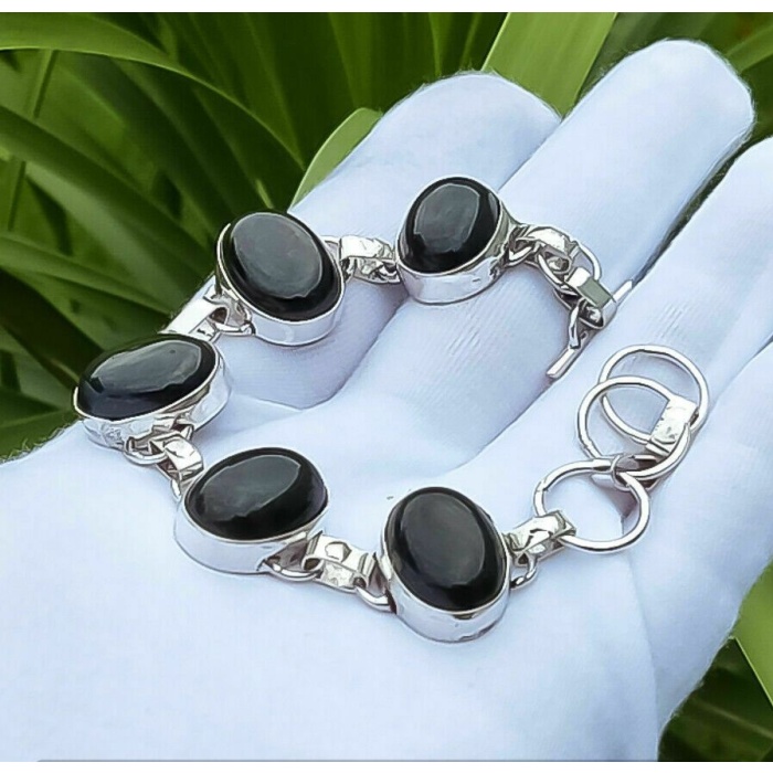 1pcs Black Onyx Bracelet 925 Sterling Silver Plated Bracelet BA-10-133 | Save 33% - Rajasthan Living 5
