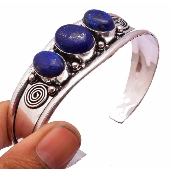 Lapis Lazuli Bracelet 925 Sterling Silver Plated Cuff Bangle Bracelet BB-04-047 | Save 33% - Rajasthan Living 5