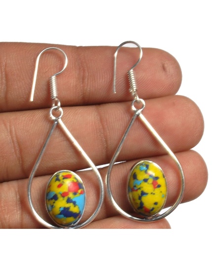Yellow Mosaic Jasper Earring 925 Sterling Silver Plated Earring Jewelry E-8148 | Save 33% - Rajasthan Living