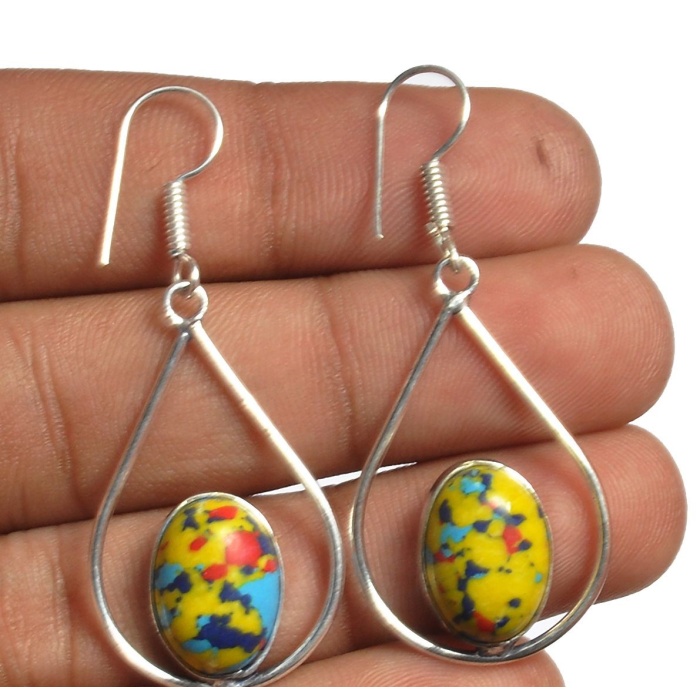 Yellow Mosaic Jasper Earring 925 Sterling Silver Plated Earring Jewelry E-8148 | Save 33% - Rajasthan Living 5