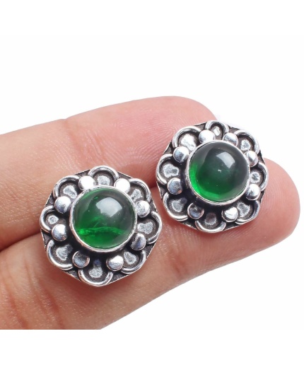 Green Onyx stud Earring 925 Sterling Silver Plated Earring Jewelry E-09-114 | Save 33% - Rajasthan Living