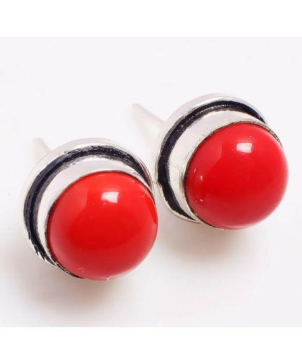 Coral stud Earring 925 Sterling Silver Plated Earring Jewelry E-09-102 | Save 33% - Rajasthan Living