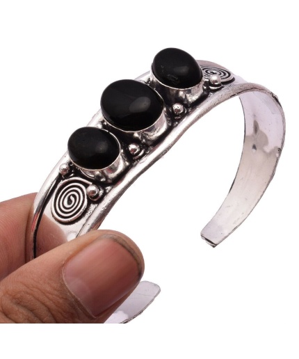 Black Onyx Bracelet 925 Sterling Silver Plated Cuff Bangle Bracelet BB-04-041 | Save 33% - Rajasthan Living
