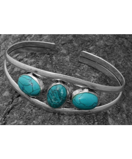 Turquoise Bracelet 925 Sterling Silver Plated Cuff Bangle Bracelet BB-04-043 | Save 33% - Rajasthan Living
