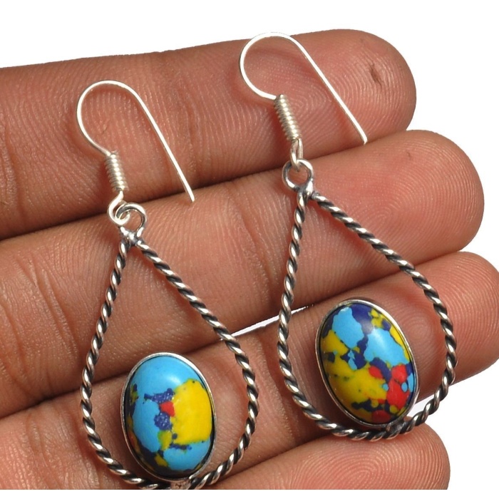 Yellow Mosaic Jasper Earring 925 Sterling Silver Plated Earring Jewelry E-8251 | Save 33% - Rajasthan Living 5