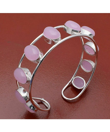 Rose Quartz Bracelet 925 Sterling Silver Plated Cuff Bangle Bracelet Bc-04-045 | Save 33% - Rajasthan Living
